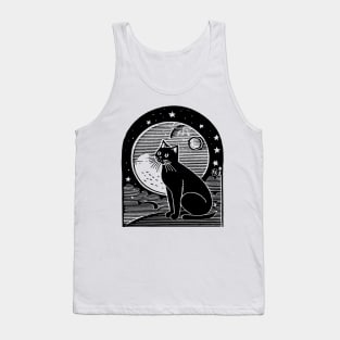 CAT with Moon & Stars by FayeFamiliar Tank Top